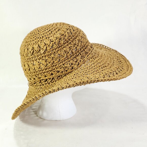 Scala Collection Wm Brown Paper Braid Nylon Woven Sun Hat Wide Brim Packable OS - Picture 5 of 14